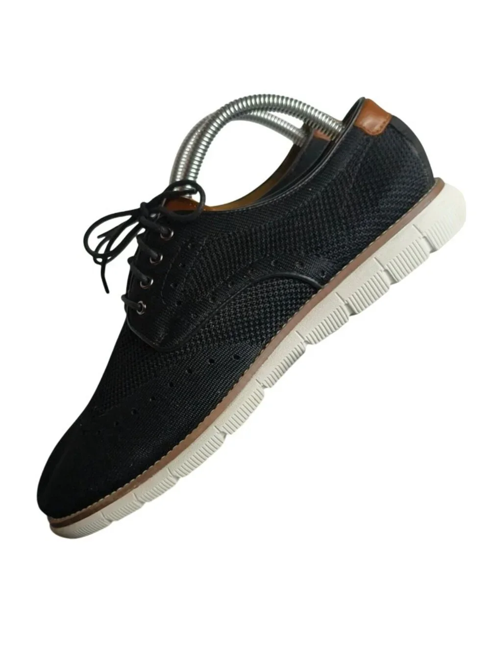 Johnston & Murphy Boys 6 Holden Knit Wingtip Lace-Up Shoes Black New